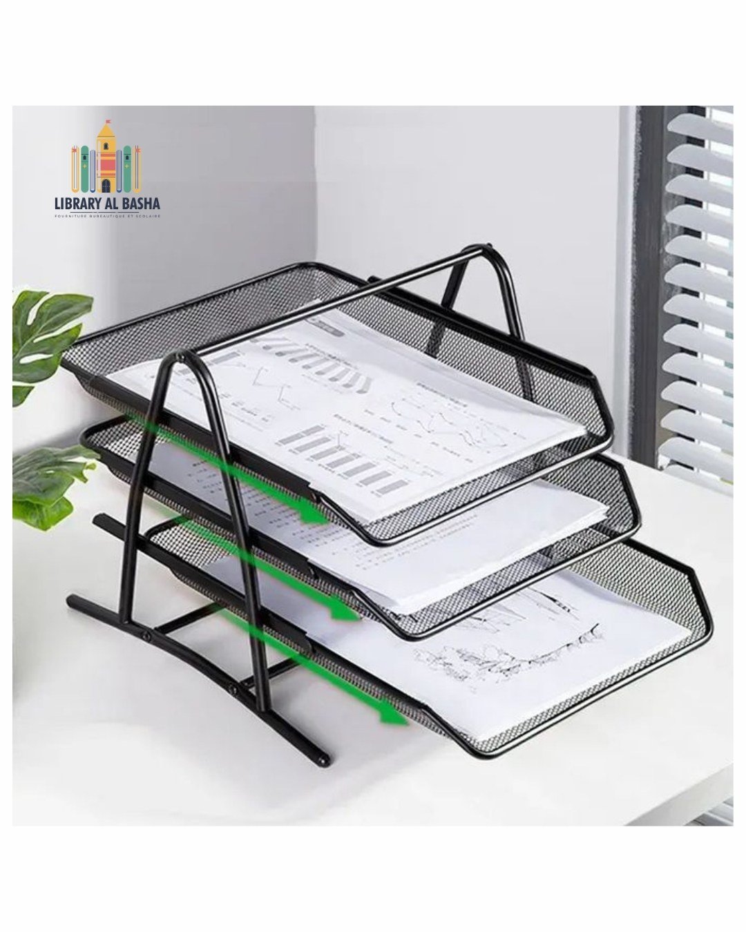 Corbeille à courrier en métal – 3 niveaux | Organisateur de bureau professionnel