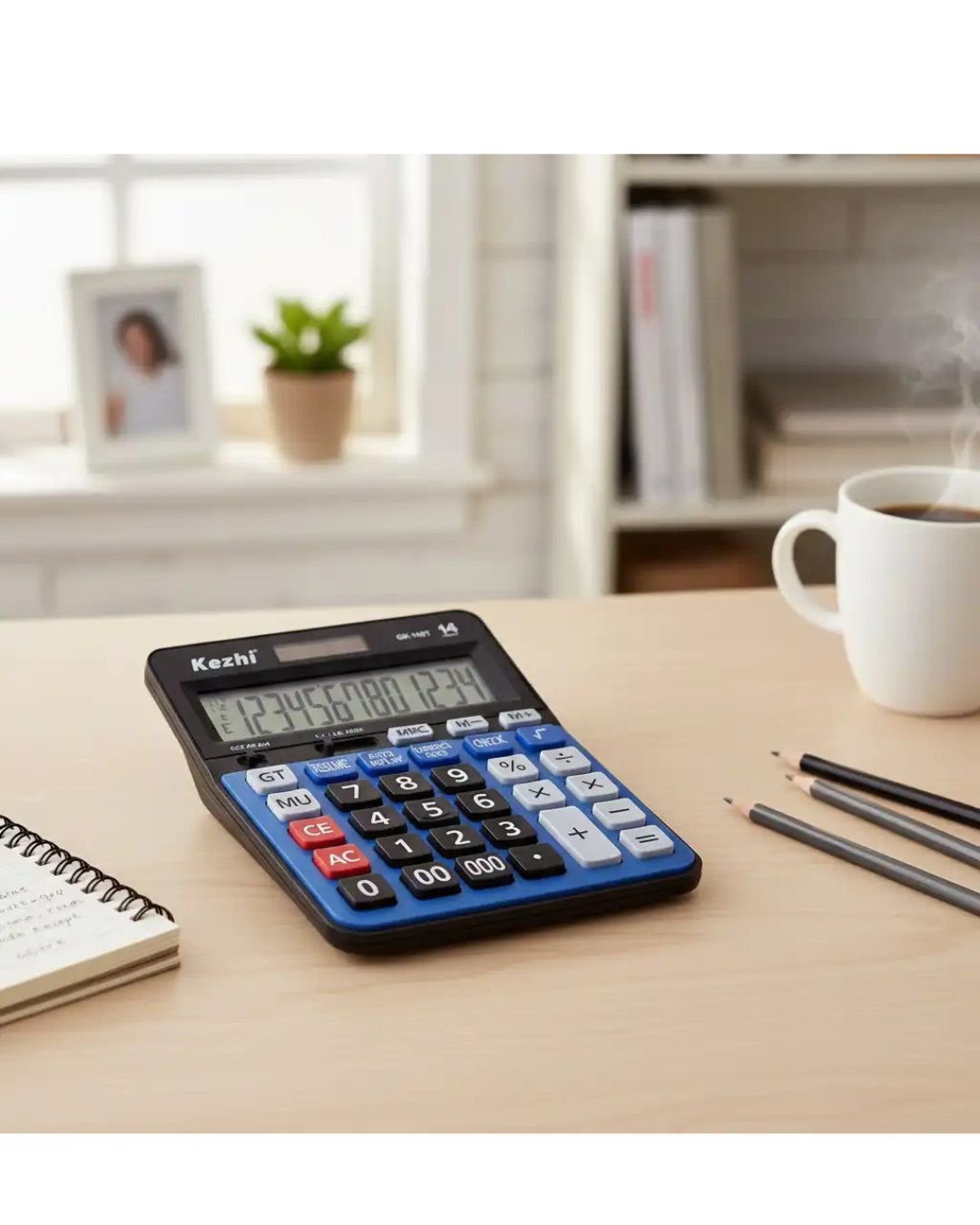 Calculatrice KEZHI GX-140T – Écran large 14 chiffres, solaire