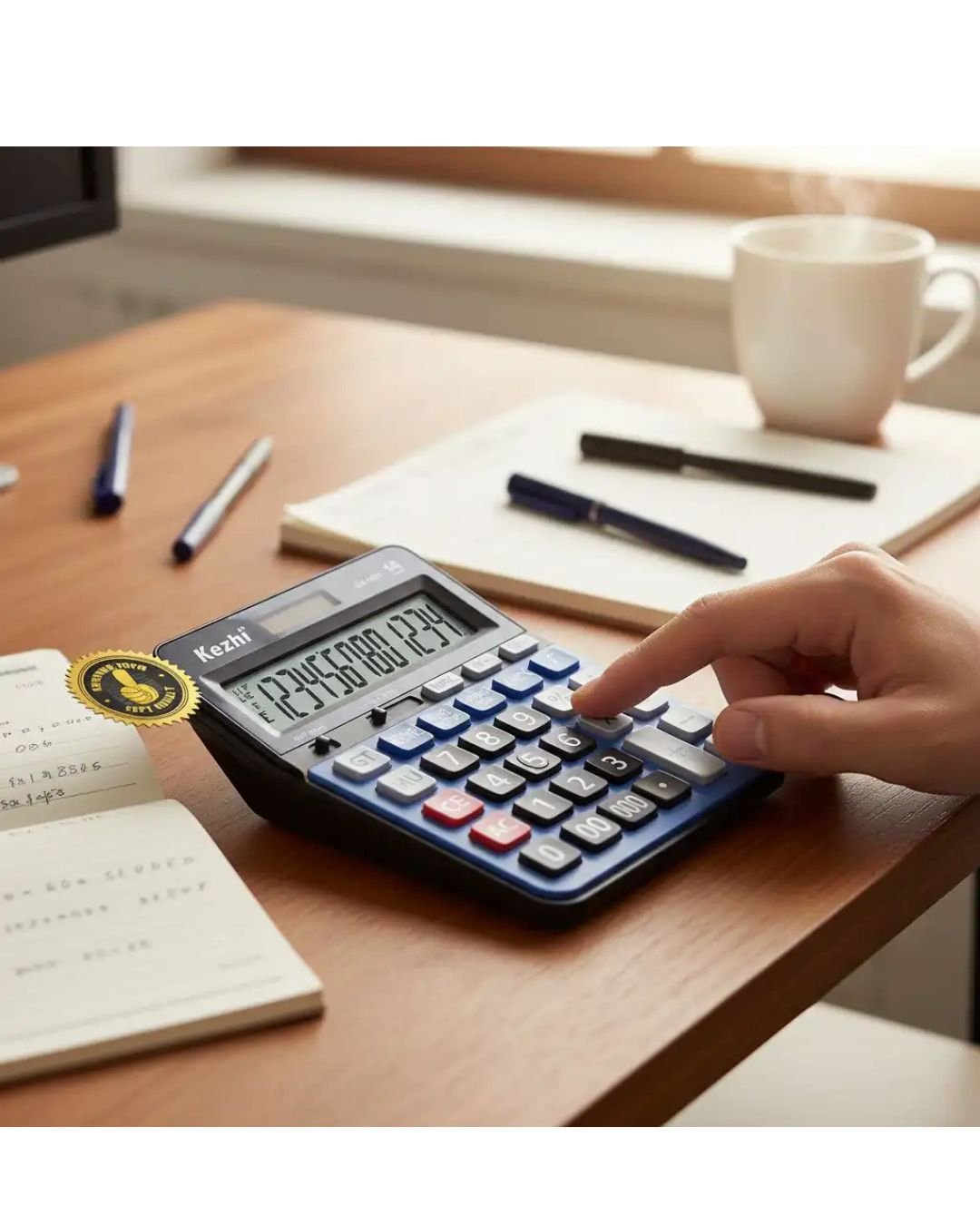 Calculatrice KEZHI GX-140T – Écran large 14 chiffres, solaire